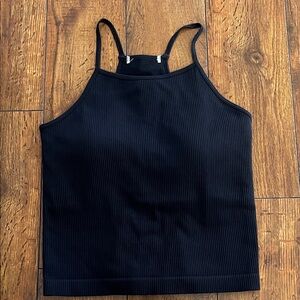 CRZ YOGA Black Ribbed Tank Top